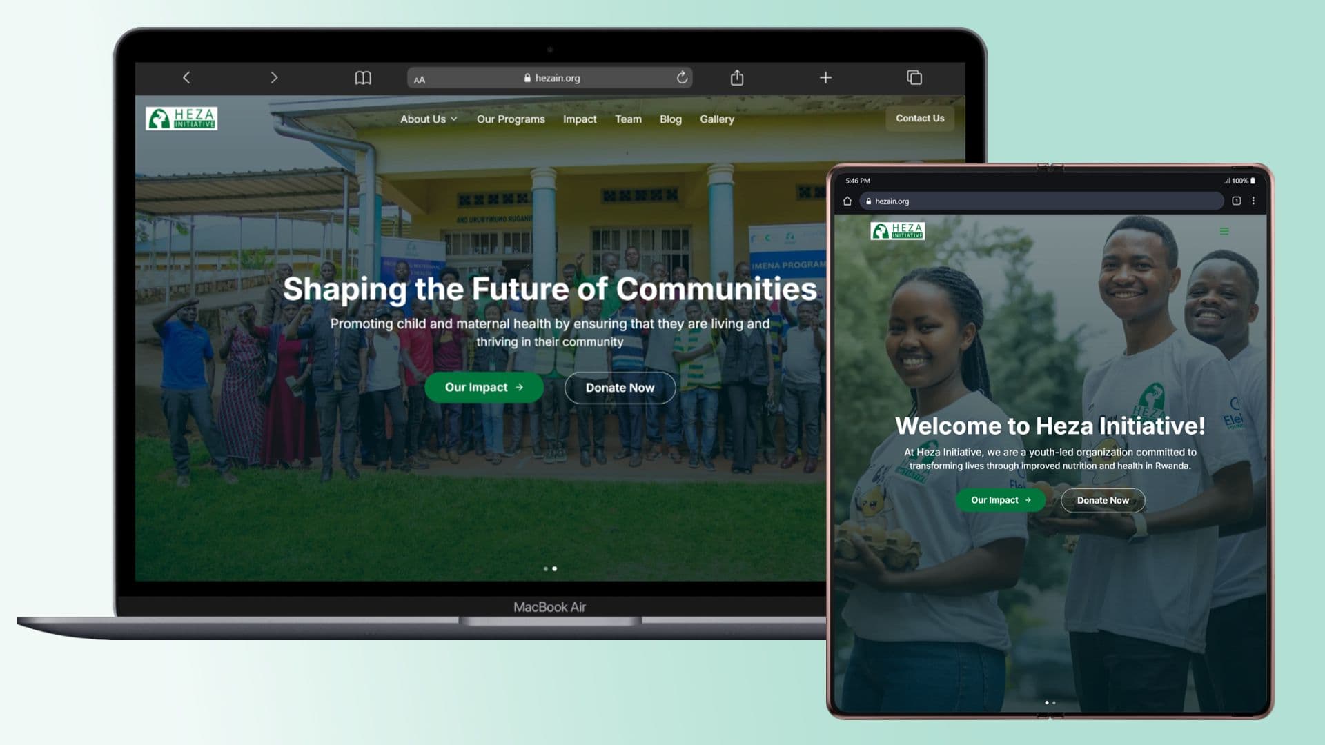 Screenshot of Heza Initiative - NGO Website