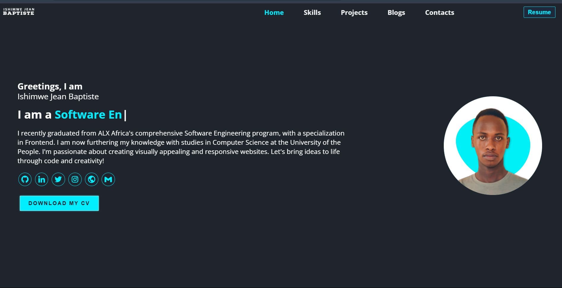 Screenshot of PORTFOLIO V1 - Personal Website